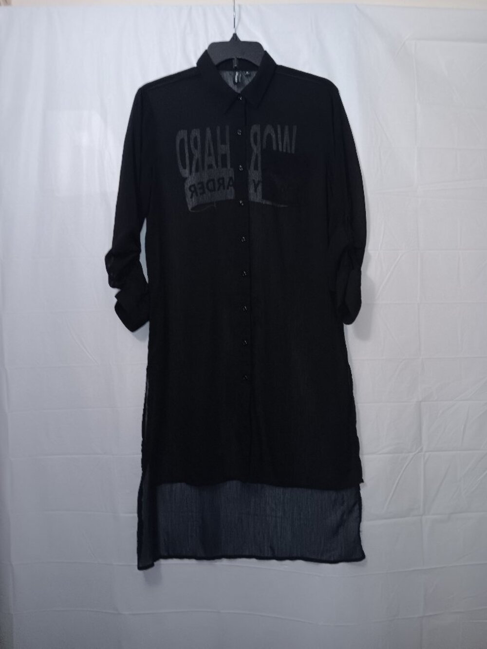 CLOCKHOUSE WORK HARD PLAY HARDER CONVERTIBLE SLEEVES BUTTON UP SWIM COVERUP